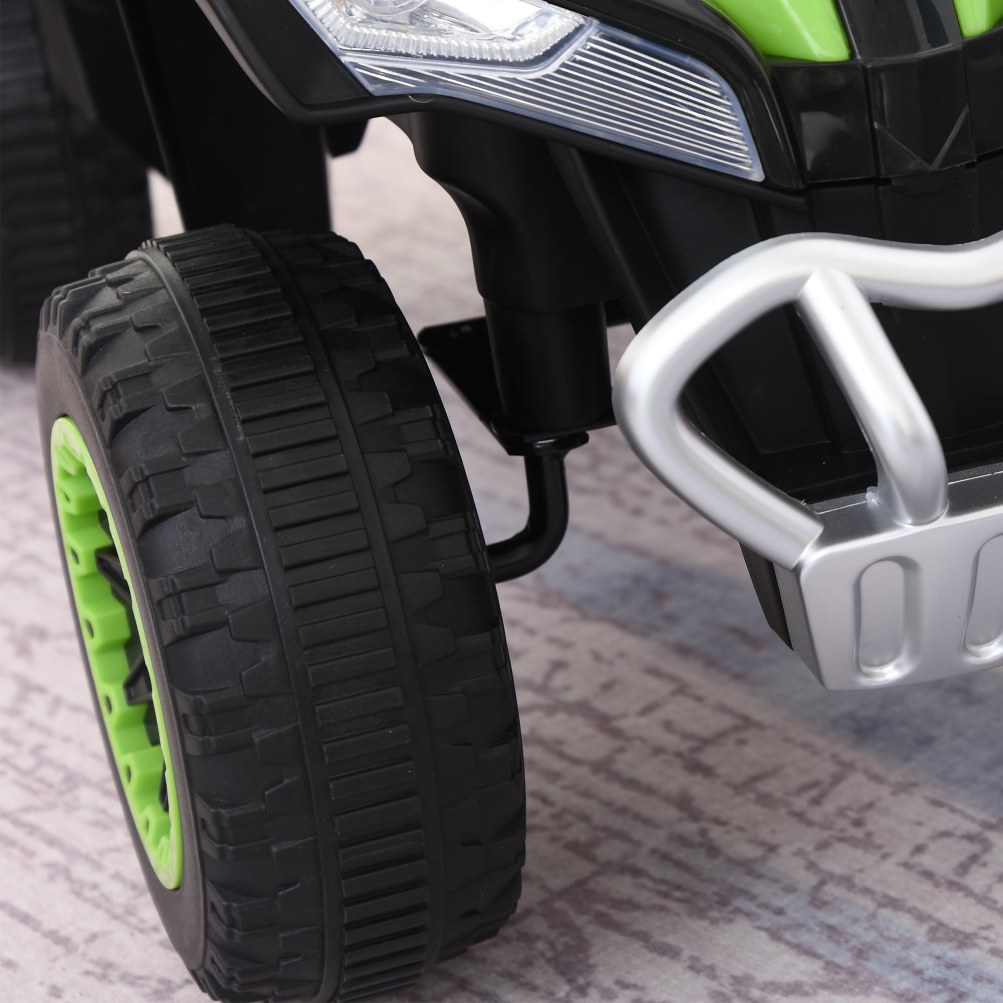 HOMCOM Macchina Cavalcabile per Bambini 18-36 Mesi in PP e Metallo, Mini Quad per Bambini a Spinta Manuale con Musiche Integrate, Fari Funzionanti e Manubrio Ampio, 67.5x38x44cm, Verde