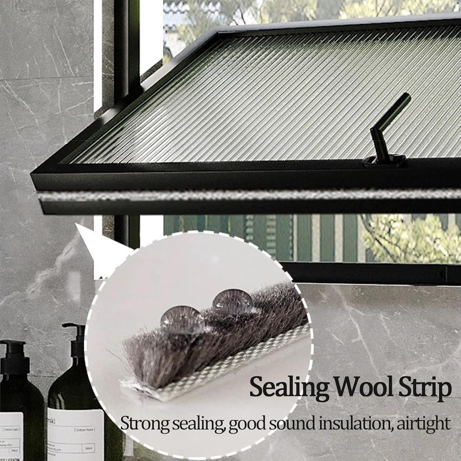 Bathroom Windows for Privacy and Ventilation, Household Window with Frosted Glass, 360° Rotatable Decor Window for Basement Stairway Shower