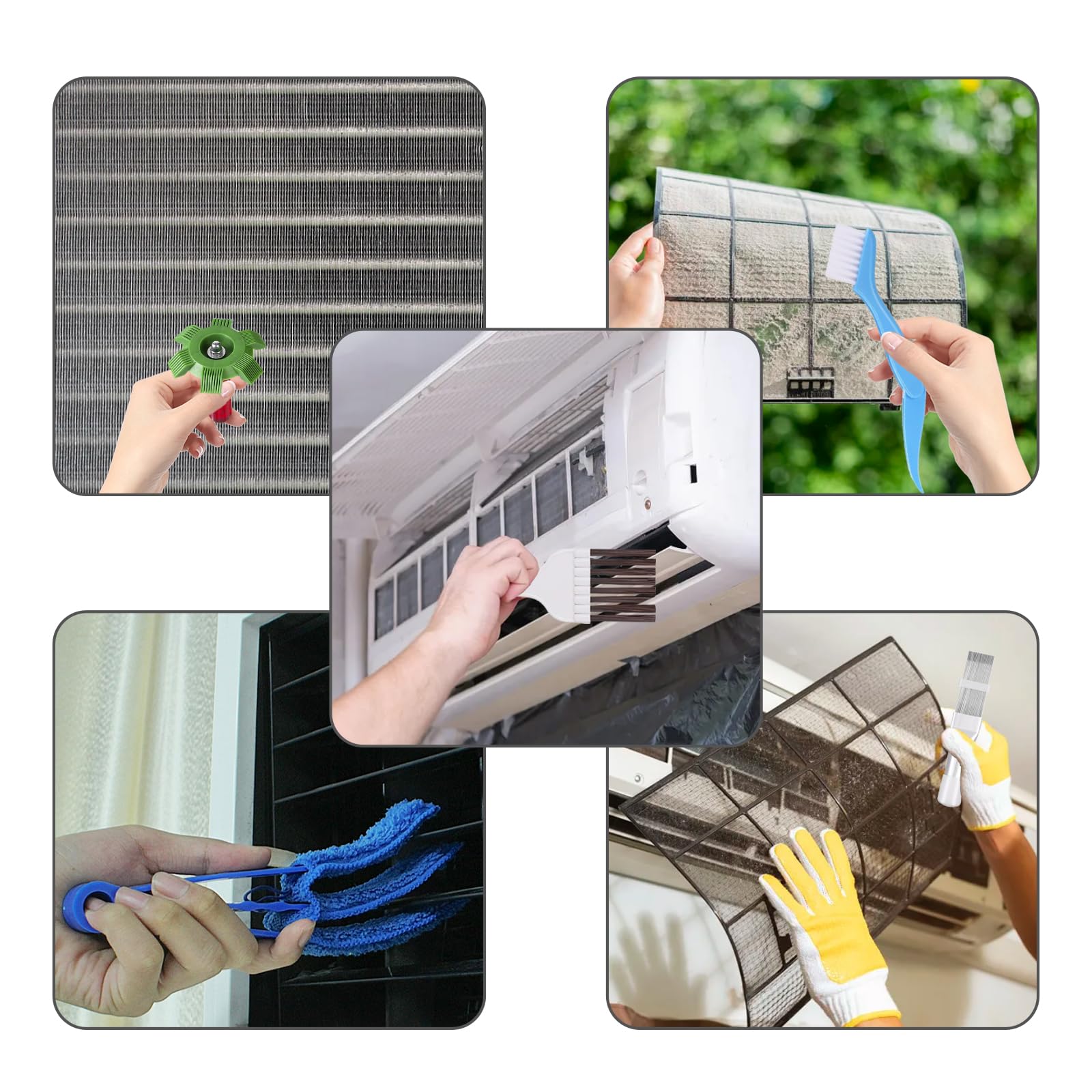 Brosse à Radiateur Kit De 2 Brosses Nettoyage Ailettes Climatiseur - Peigne Métal Inox Pour Condenseur Et évaporateur AC Acier Inoxydable