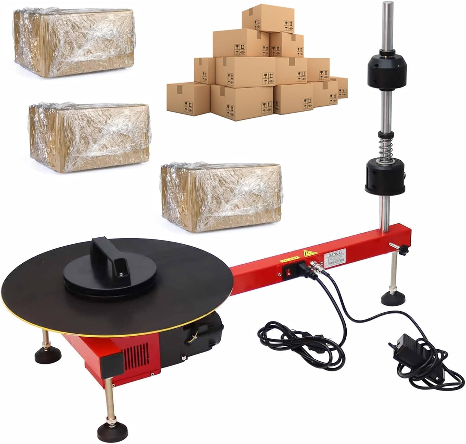 Electric Stretch Film Wrapping Machine, 20-70cm Pallet Wrapper with 40cm Turntable, Efficient Packaging Solution for Industrial Use, No Film Included