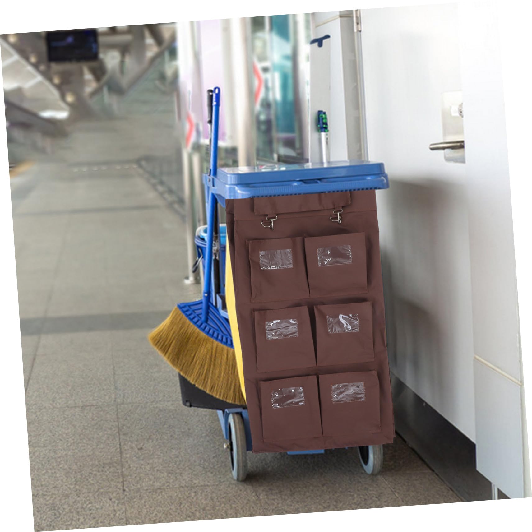 Cabilock Bolsa para Carrito de Limpieza Compatible con 6 Bolsillos, Gran Capacidad Material Oxford y PVC, Adecuado para Hotel y Servicio de Limpieza