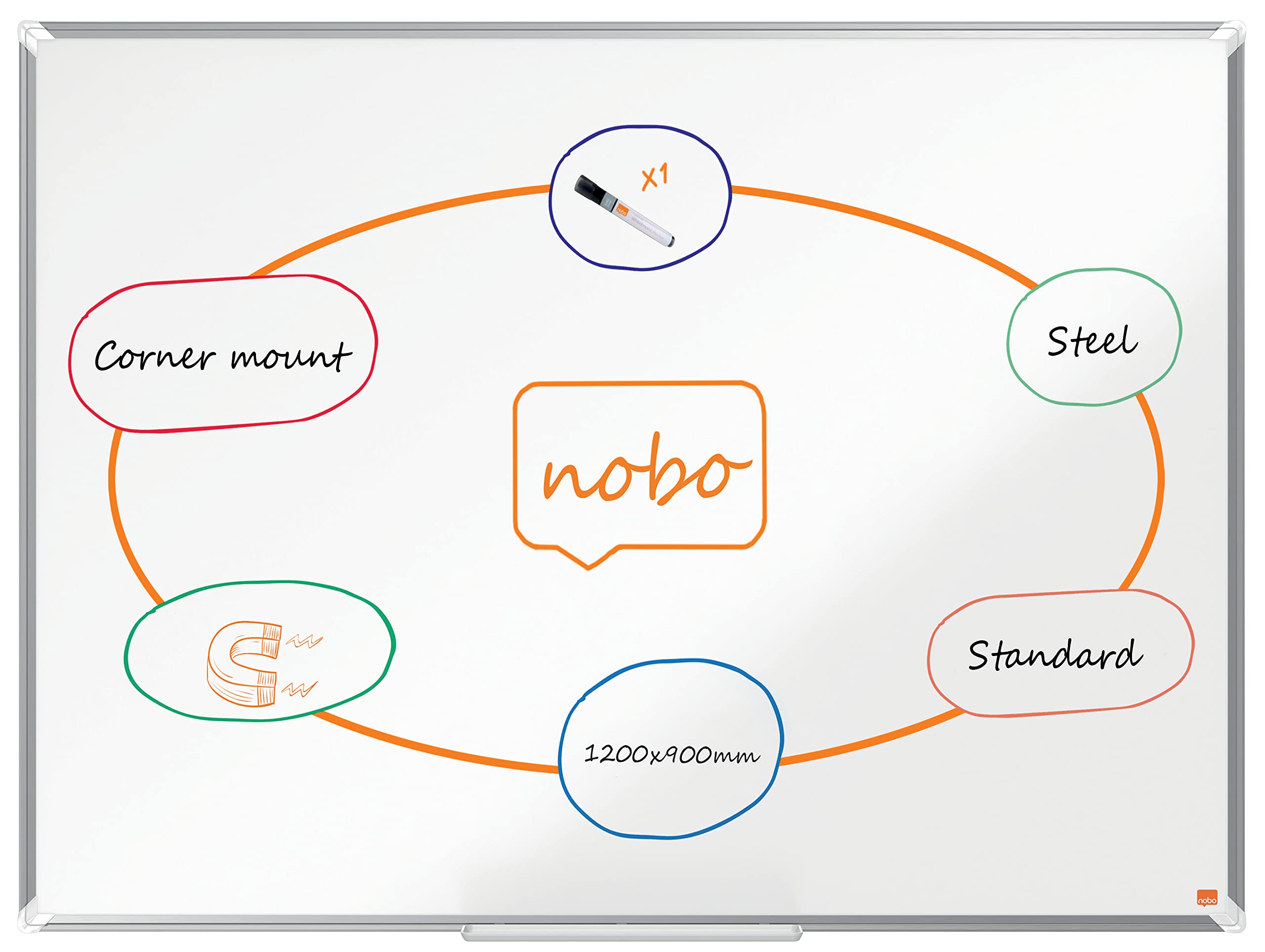 Nobo Premium Plus Steel Magnetic Whiteboard 1200x900mm