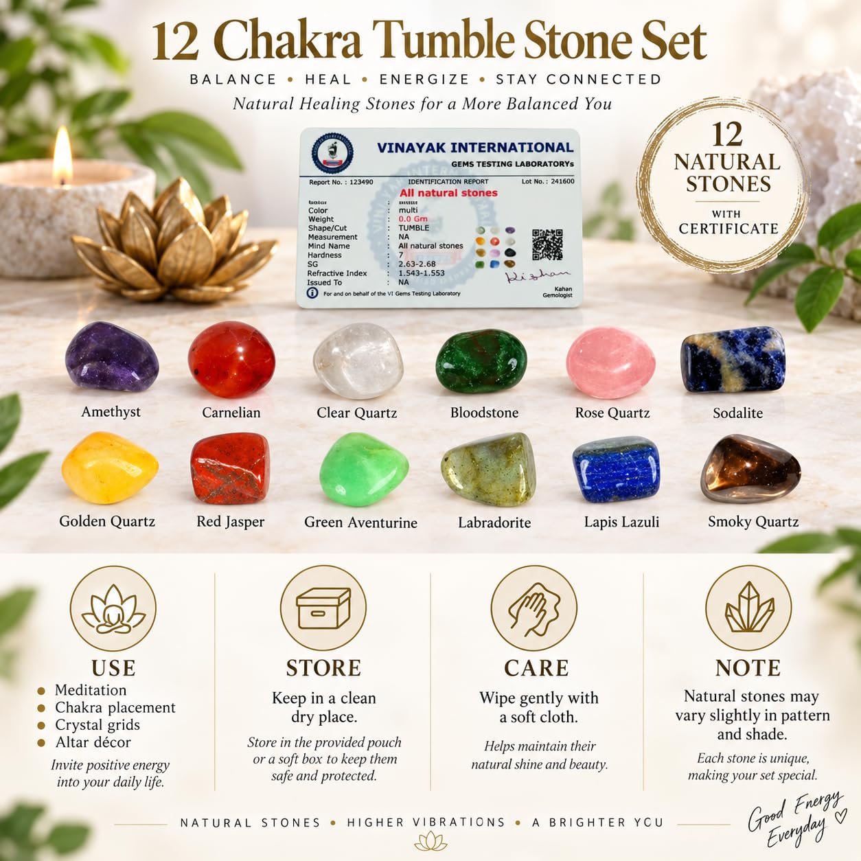 Crystal Tumble Stone Kits - Meditation & Reiki -5 Crystal Tumble Stone Kits - Meditation & Reiki -5