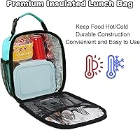 Vista 4 de Femuar Lonchera para hombres, mujeres y adultos, pequeña bolsa de almuerzo para oficina, trabajo, picnic, lonchera portátil reutilizable, color azul