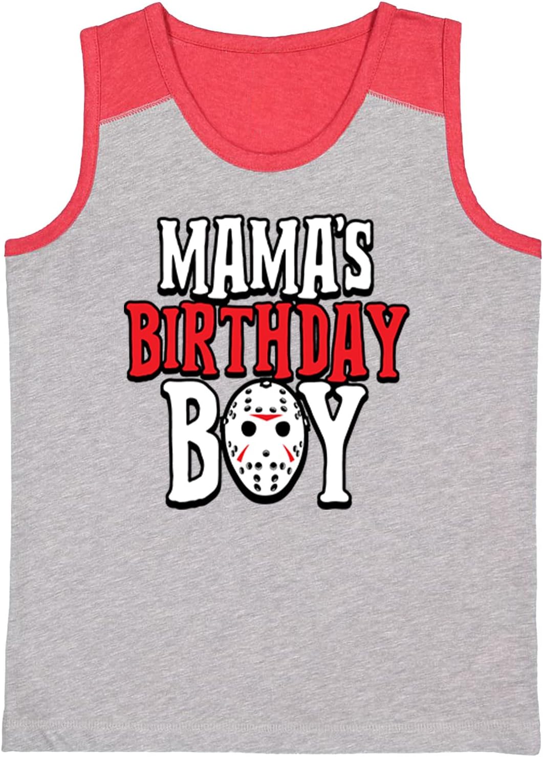 Mama's Birthday Boy - Jason Hockey Mask Youth Contrast Back Tank Top