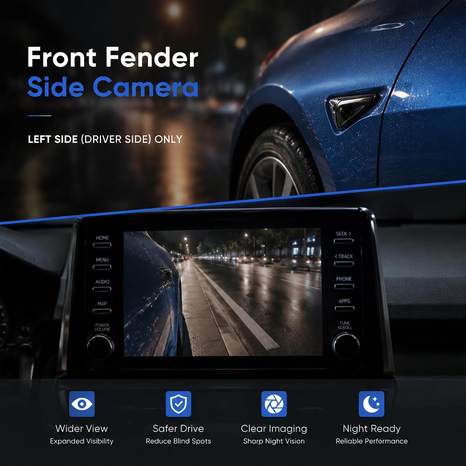 1495864-20-E 1125106-50-J Car Side of Left Front Fender Side Wing Camera Compatible with Model 3 Model Y 2019-2025
