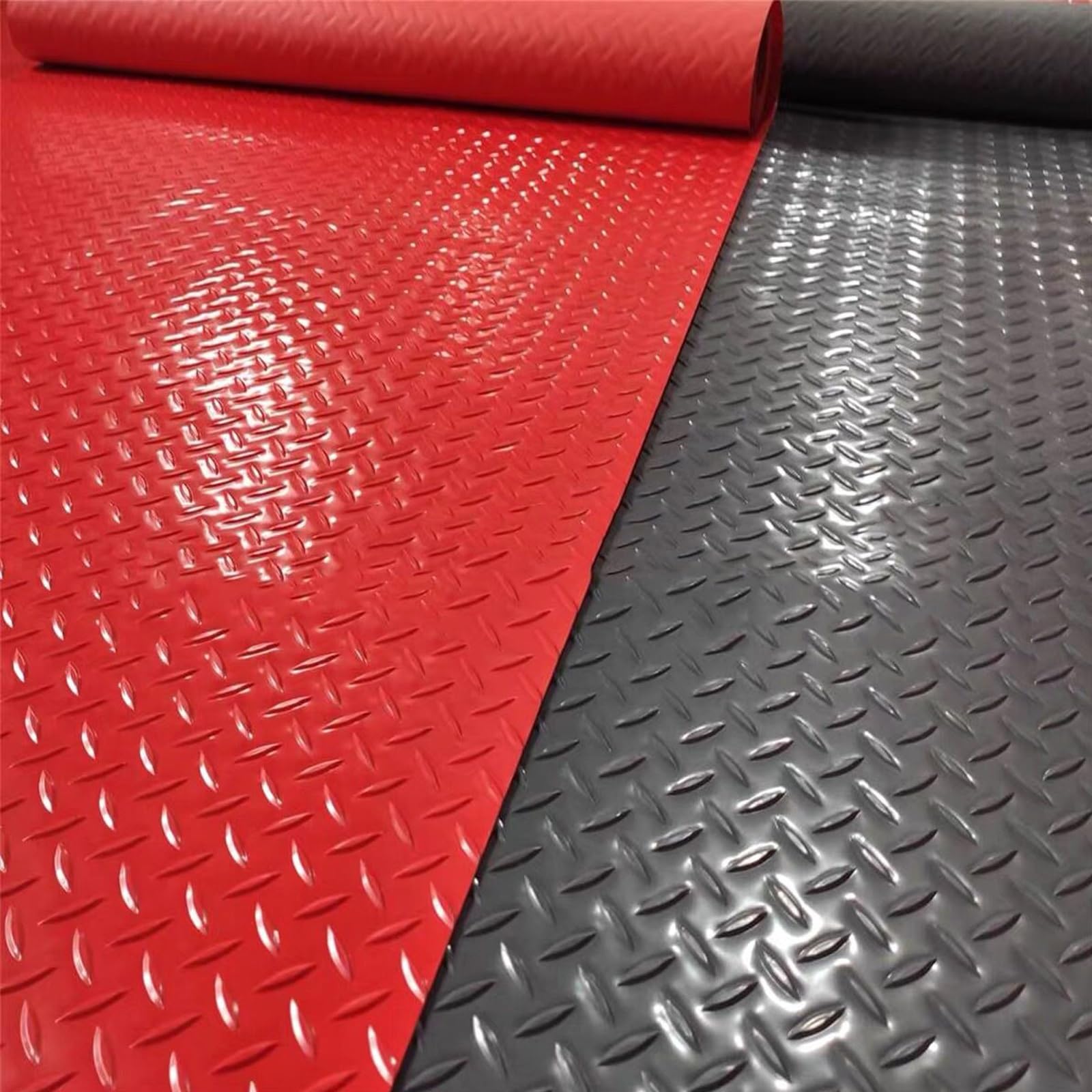 Rollo De Piso Engrosado, Tapetes En Rollo De PVC Engrosado, Duraderos, Antideslizantes, For Garaje, Almacén, Gimnasios, Remolque(Red,1.5x2m/4.9x6.5ft)