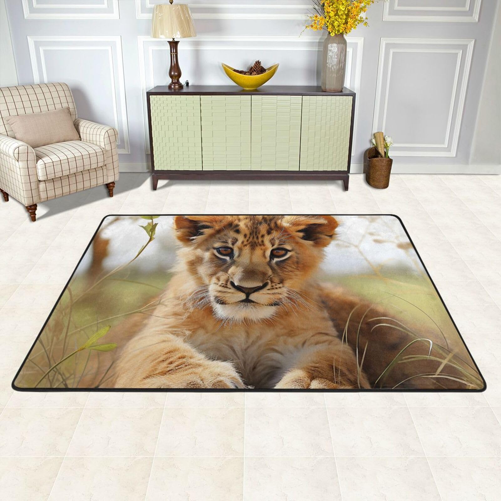 Tapis de sol lavable et antidérapant grand format motif animal