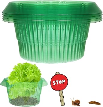 Fshow Garden Cloches,5 Pack Plastic Slug & Snail Plant Protection Collars, Snail Defense Without Chemistry, Planting Rings Protects Plants to Get Better.