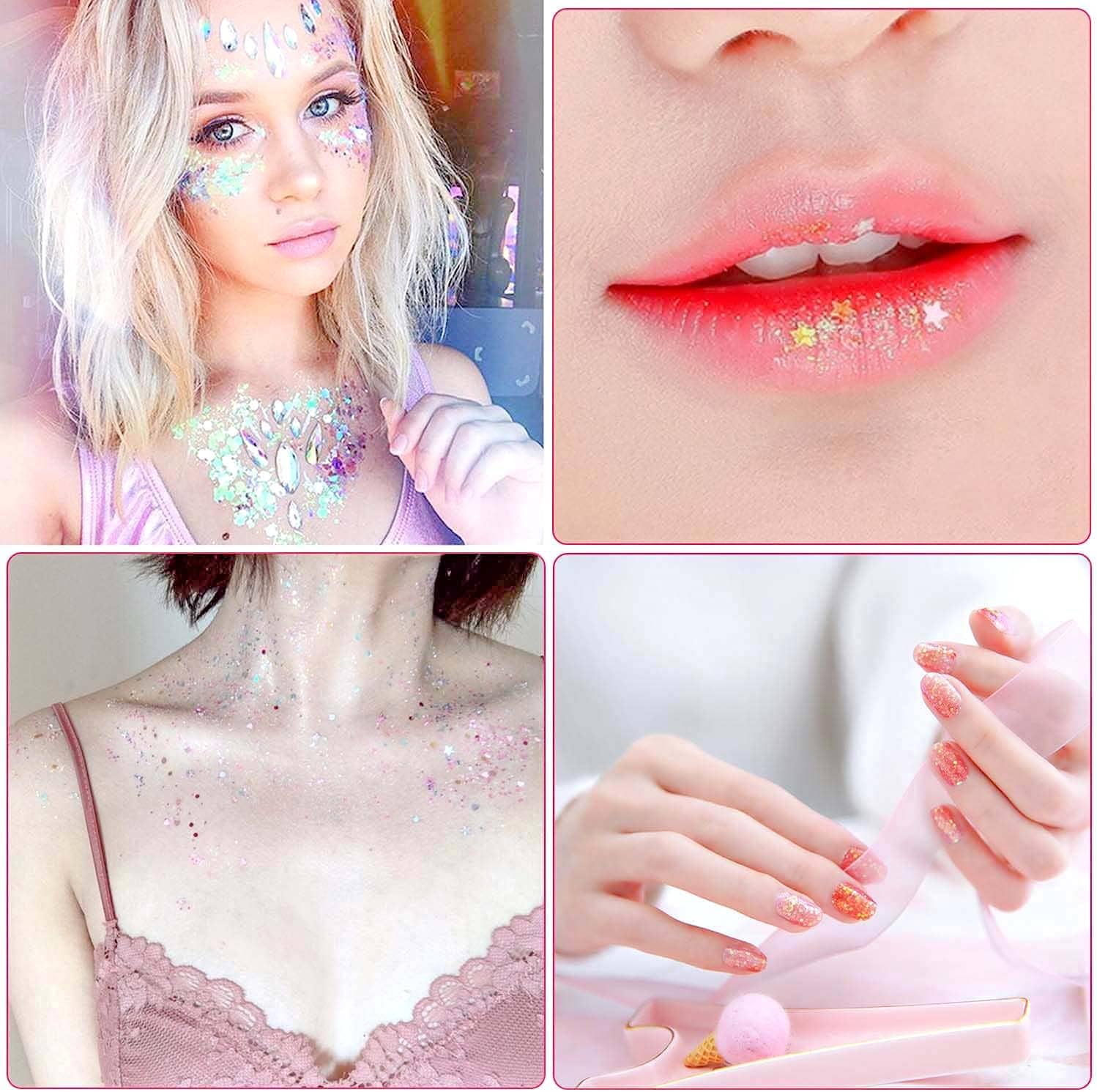 Chunky Glitter for Nails, Cridoz 20 Colors Chunky Face Glitter Holographic Hair Resin Craft Glitter Cosmetic Glitter for Eyeshadow Makeup Rave Festival Parties Face Painting Nail Art Resin : Beauty & Personal Care