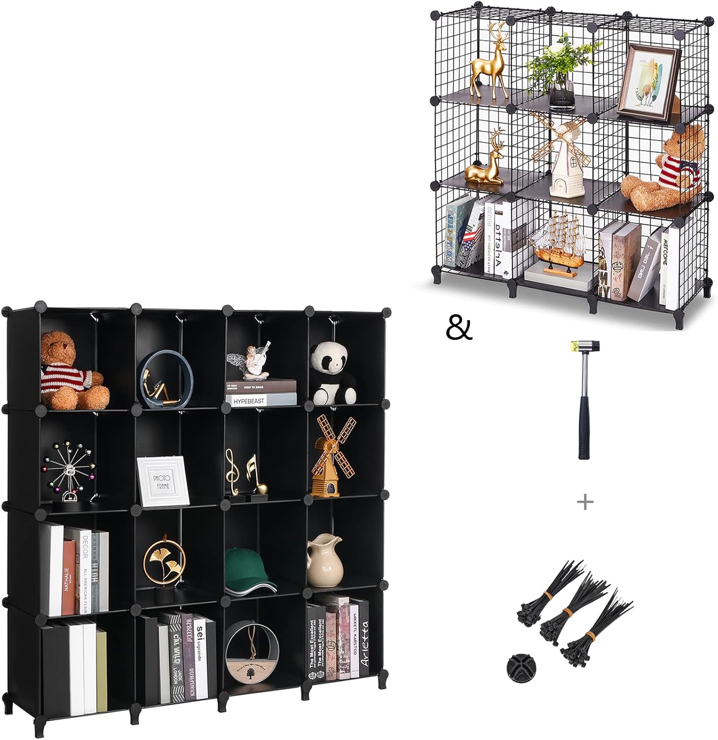 ANWBROAD Cube Storage Organizer Plastic & Wire Metal