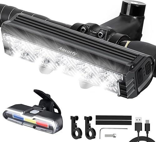Luz LED súper brillante para bicicleta, faro de bicicleta recargable USB, faro de bicicleta impermeable, 5 modos de 2500 lúmenes, faro de bicicleta