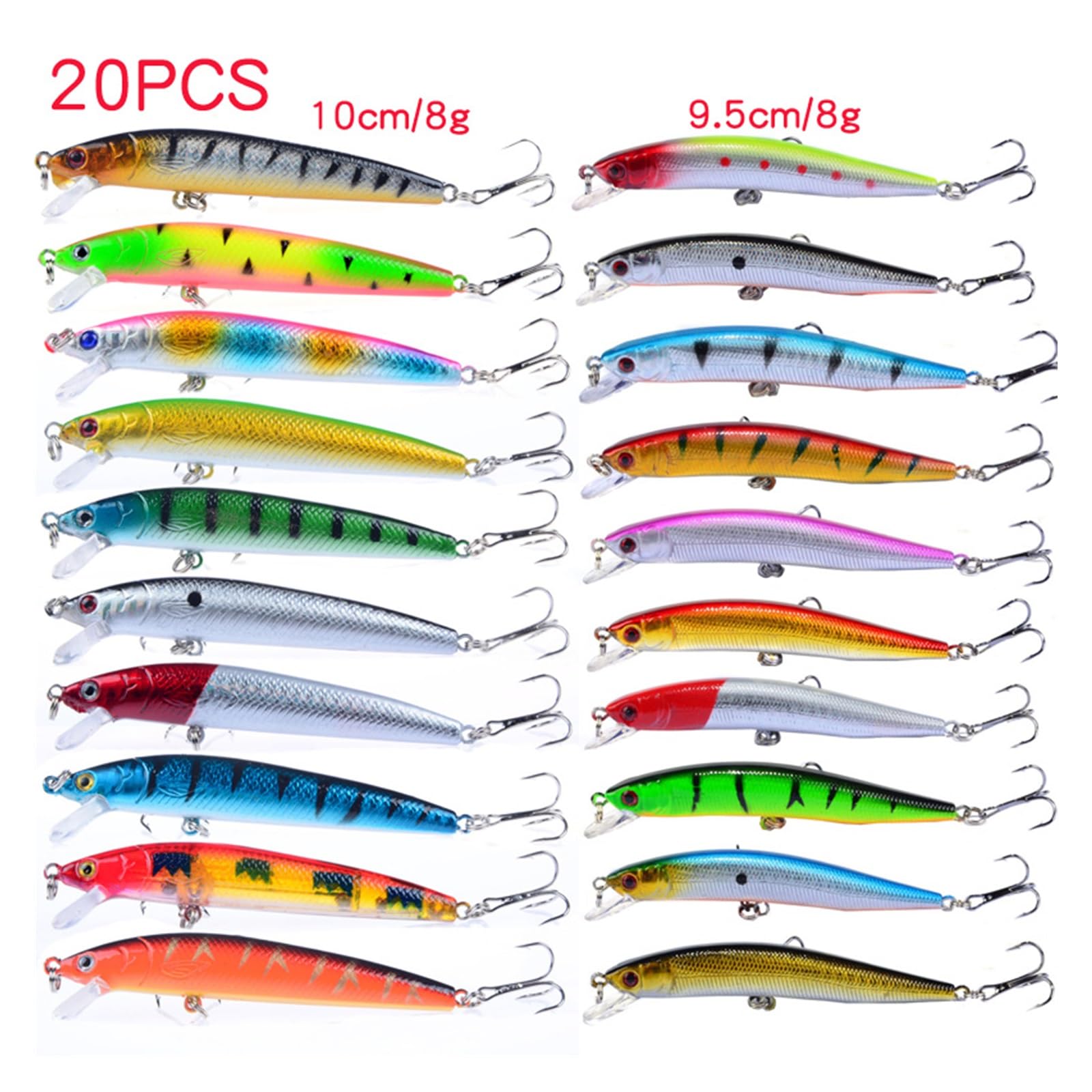 20 Piezas de Cebo Artificial, Juego de señuelos de Pesca, Juego de Cebo de Pesca de Carpa Topwater, Juego de Aparejos, Venta de Cebo Duro, Juego de señuelos de pez pececillo