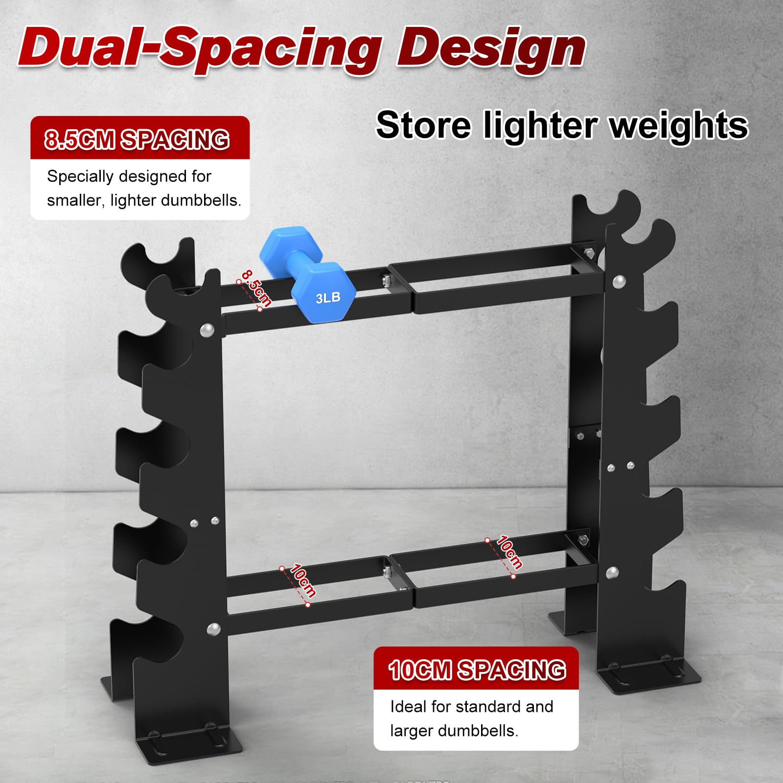 RELIFE REBUILD YOUR LIFE Rettangolo Manubri Rack Dumbbell Rack Manubri Supporto Peso Rastrelliera Pesi Porta pesi Palestra Casa