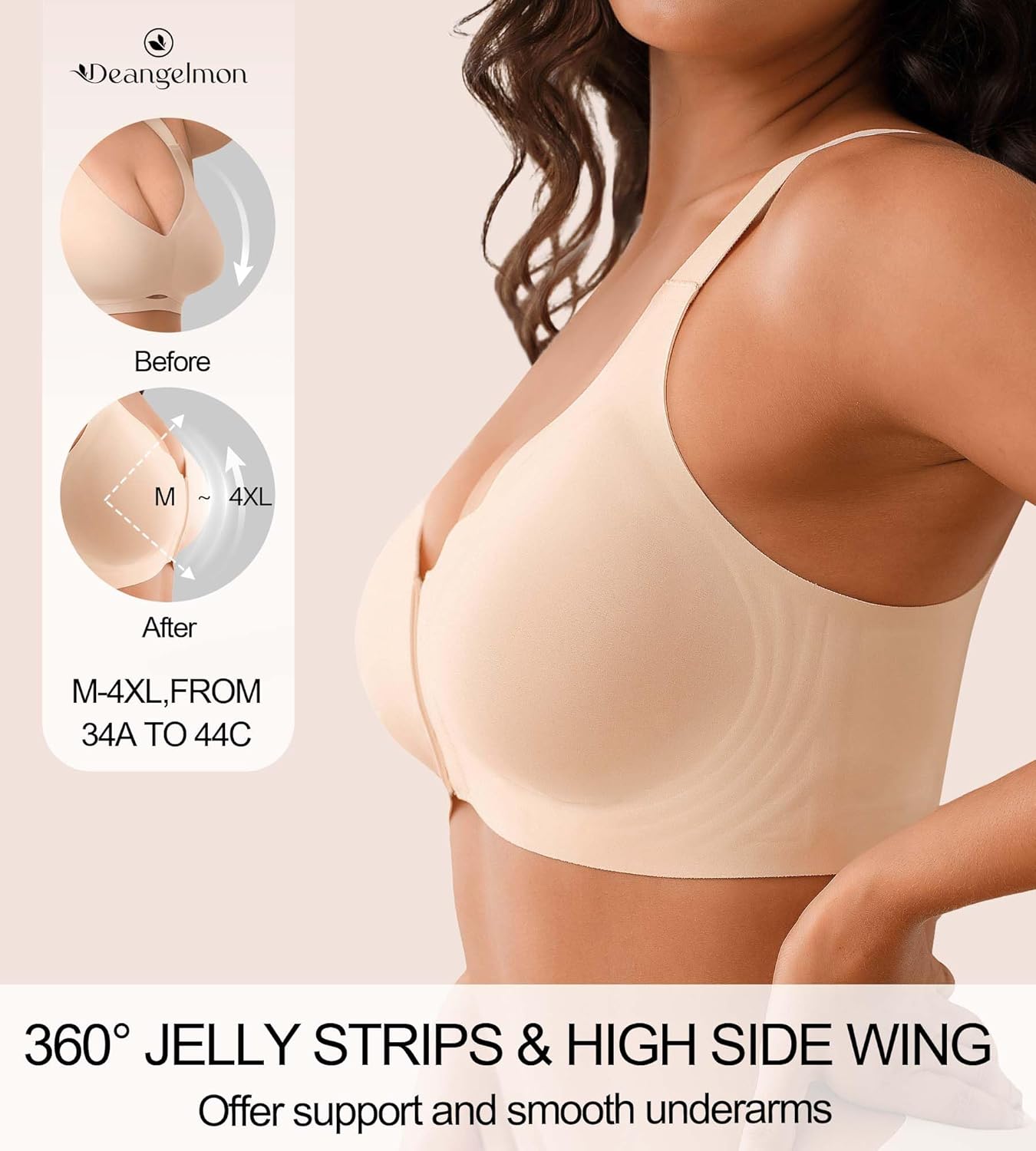 Posture Bras for Women Front Closure Push Up Bra No Underwire Back Support Bra - Image 3
