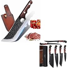 DRGSKL Kitchen Knife Set with Bag&DRGSKL Hand Forged Meat Cleaver Knife
