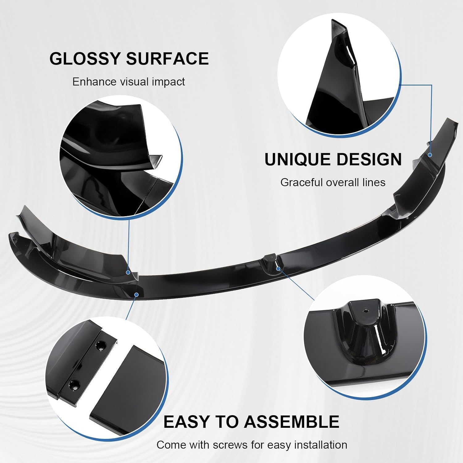 Gloss Black Front Bumper Lip Compatible with BMW M3 F80 2015-2018, Splitter Spoiler Diffuser Protector Wing Body Kit for BMW M4 F82 F83 2015-2020