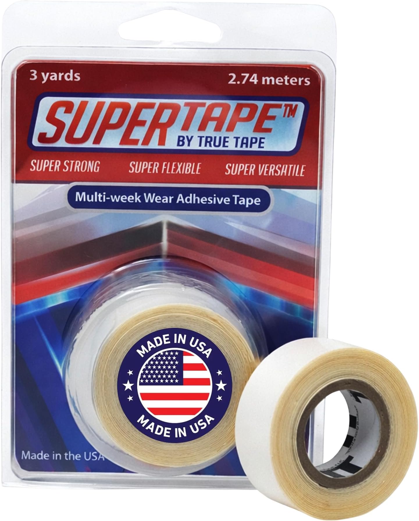 Lace Front Wig Tape 3/4 Inch x 3 Yard Roll – Waterproof Double Sided Hair Tape for Wigs and Hairpieces, Ultra Strong Hold Adhesive