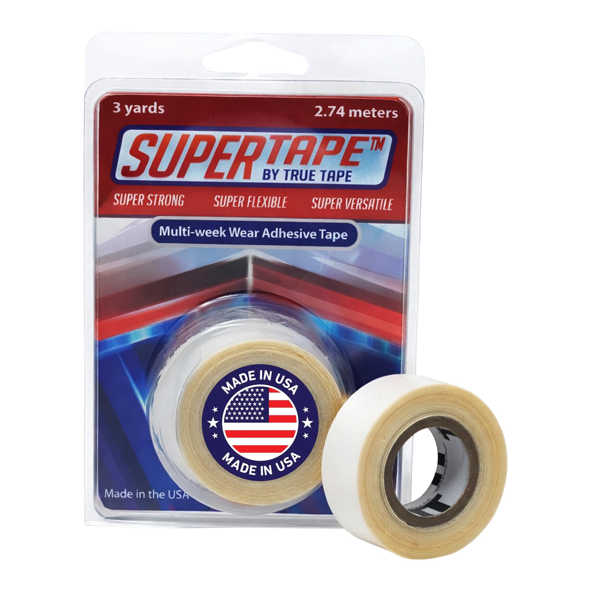 SuperTape - Nastro biadesivo da 1,9 cm di larghezza x 274,3 cm di lunghezza, con custodia in plastica
