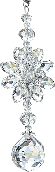 Clear Crystal Ball Flower Prism Suncatcher Car Mirror Charm Decor