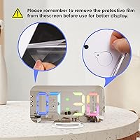 Vista 7 de Reloj despertador digital, pantalla grande LED y espejo de escritorio con puertos de carga USB duales, 3 niveles de brillo, reloj despertador