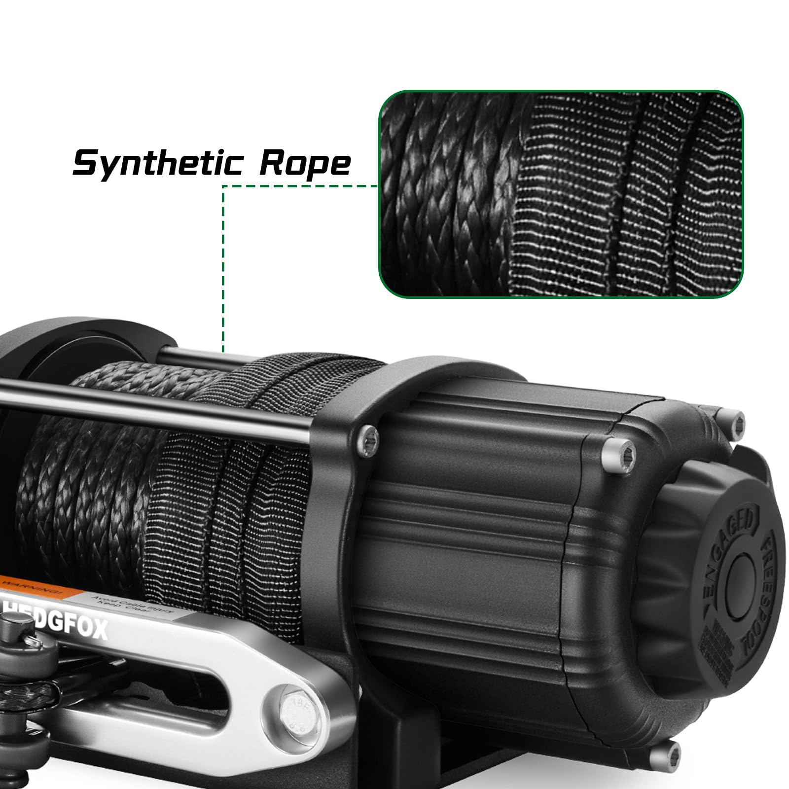 Cabrestante eléctrico de 5500 libras de 12 V impermeable con cuerda sintética Hawse Fairlead Kit para todoterreno, UTV ATV, cabrestante de recuperación con control remoto inalámbrico de mano y