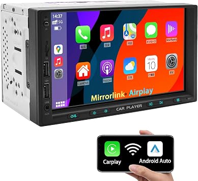 KASUVAR KAR7W 2DIN 7-Inch Display Audio Wireless, CarPlay/Android Auto, 5.0 GHz Enhanced Connectivity