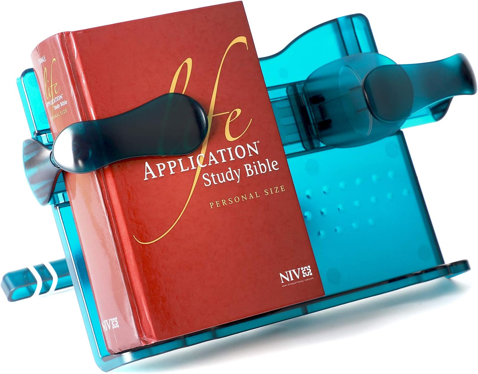 ZZWS Book Stand for Reading Adjustable Book Holder Stand Reading Stands Flip Page by One Hand Portable Desktop Book Stands for Thick Books Reading Hands Free Textbook Stand Recipe Book Stand (Blue)