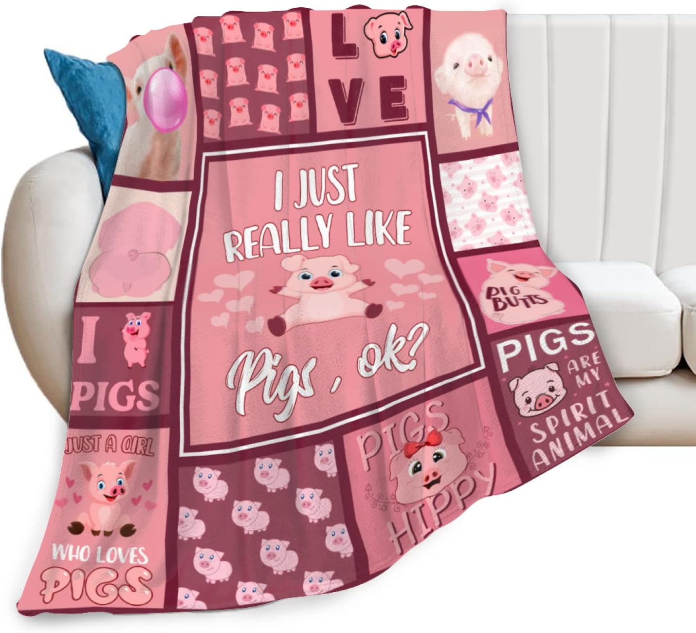 Manta De Cerdo Para Regalo, Manta De Franela Polar De 40 X 50 Pulgadas, Suave Para Niñas, Niños Y Adultos, Ligera, Cómoda, Cálida Manta Temática De Cerdos Para Cama O Sofá