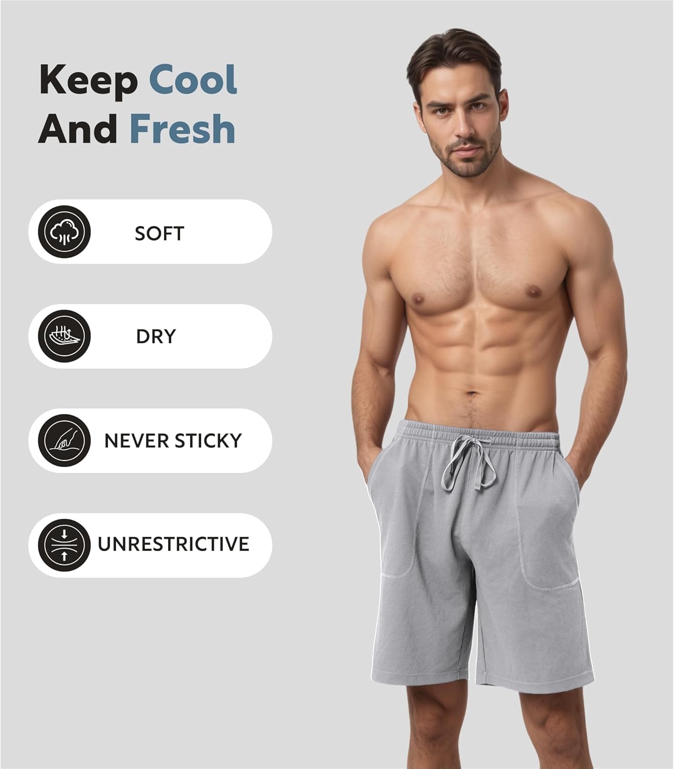 DAVID ARCHY Mens Pajama Shorts Quick-Dry & Lightweight Sleep Shorts Breathable Loungewear Pajama bottoms with Pockets 2 Pack - Image 5