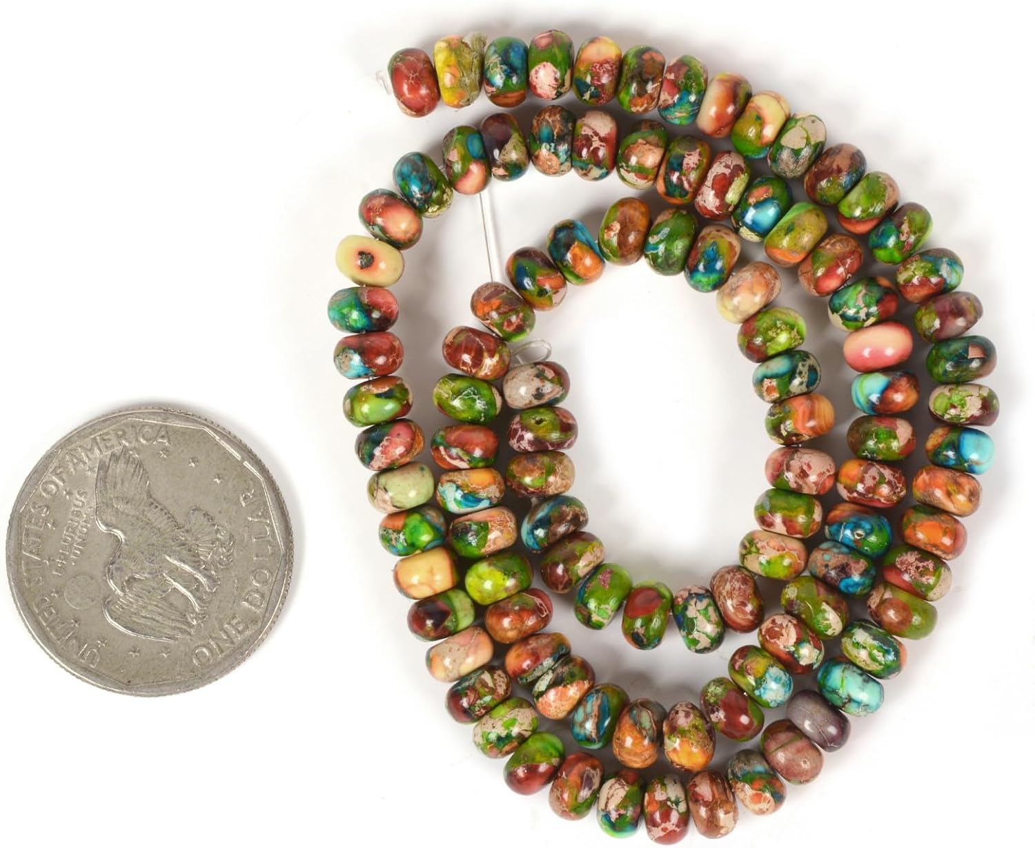 Multi-Color Sea Sediment Jasper Rondelle Loose Beads Strand for DIY Bracelet Necklace Jewelry Making Bead 15 inch - Image 2