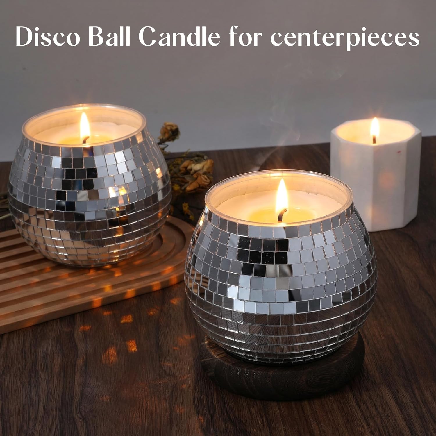 6 PCS Disco Ball Candle Holder, 3.9X3.74Inch Silver Disco Ball Vase Multifunctional Pencil Cup Discos Flower Vase Centerpieces for Wedding Centerpieces,Birthday,Office,Bedroom Classroom Decor