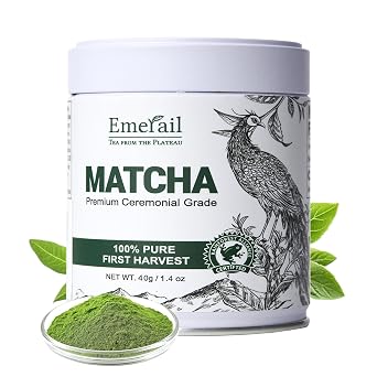 Emerail Ceremonial Grade Green Tea Matcha Powder, Premium First Harvest Unsweetened, 100% Pure Matcha for Lattes, Smoothies, and Baking 40g / 1.4oz