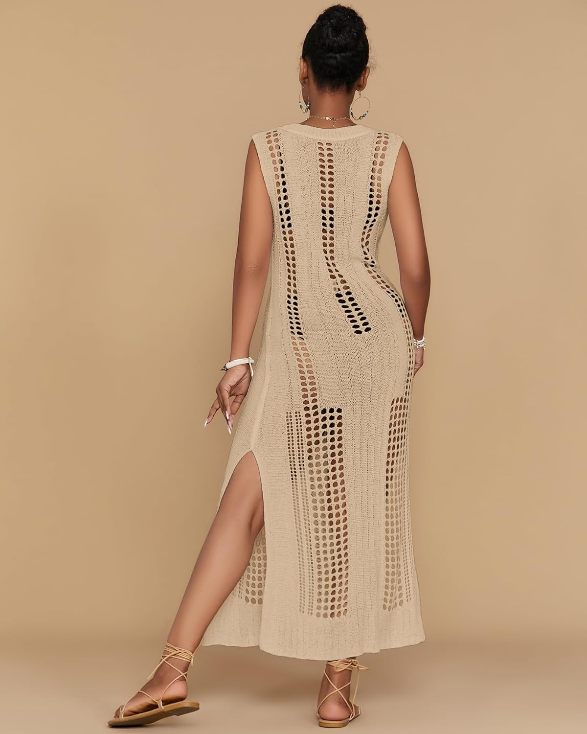 Bsubseach Crochet Beach Cover Ups for Women Sleeveles Swimsuit Coverups Hollow Out Summer Knit Bikini Beachwear - Image 5