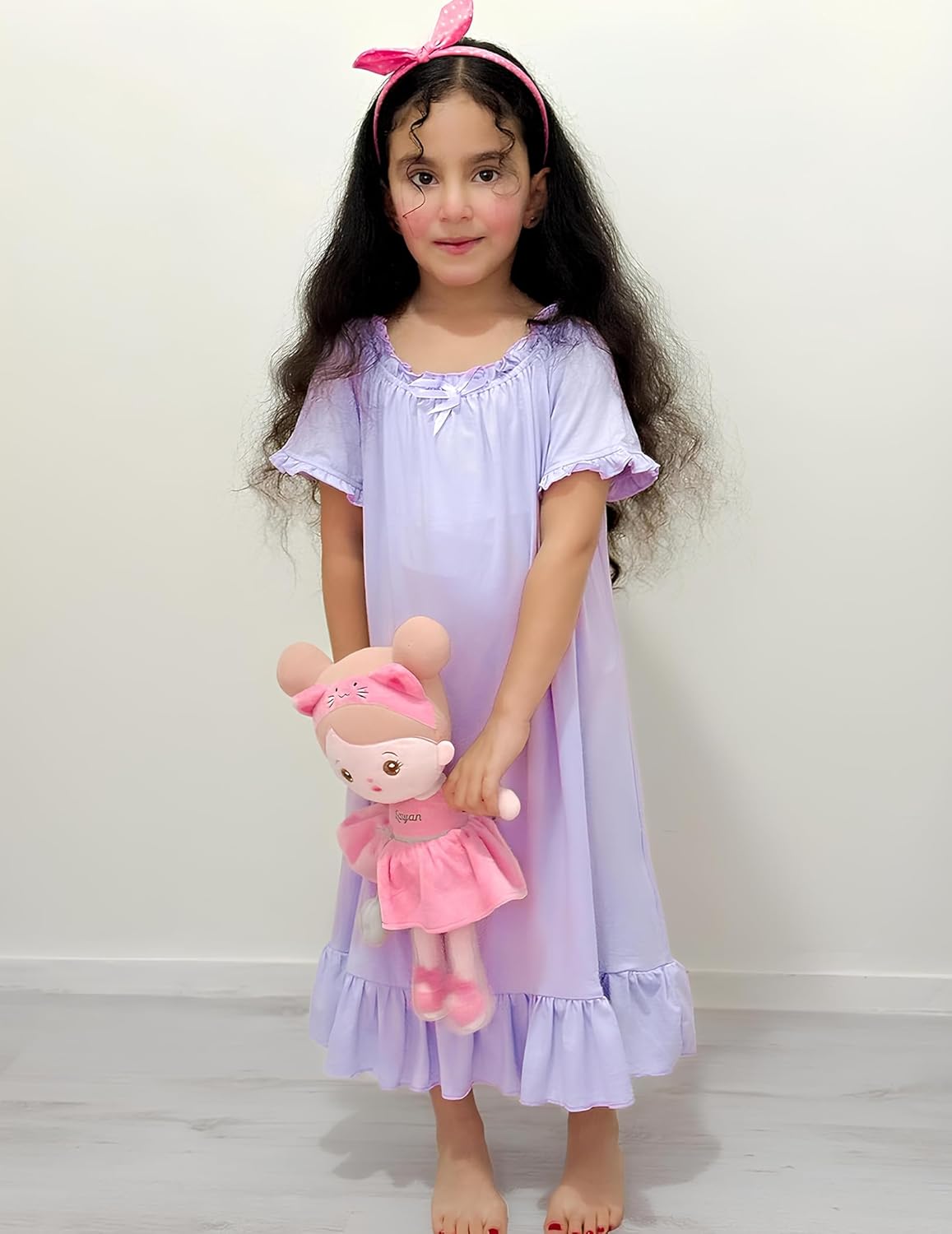 Arshiner Girls Nightgowns Sleepwear Short Sleeve Victorian Pajama Dress Soft Princess Sleepshirt for 3-12 Years Kids - Image 5