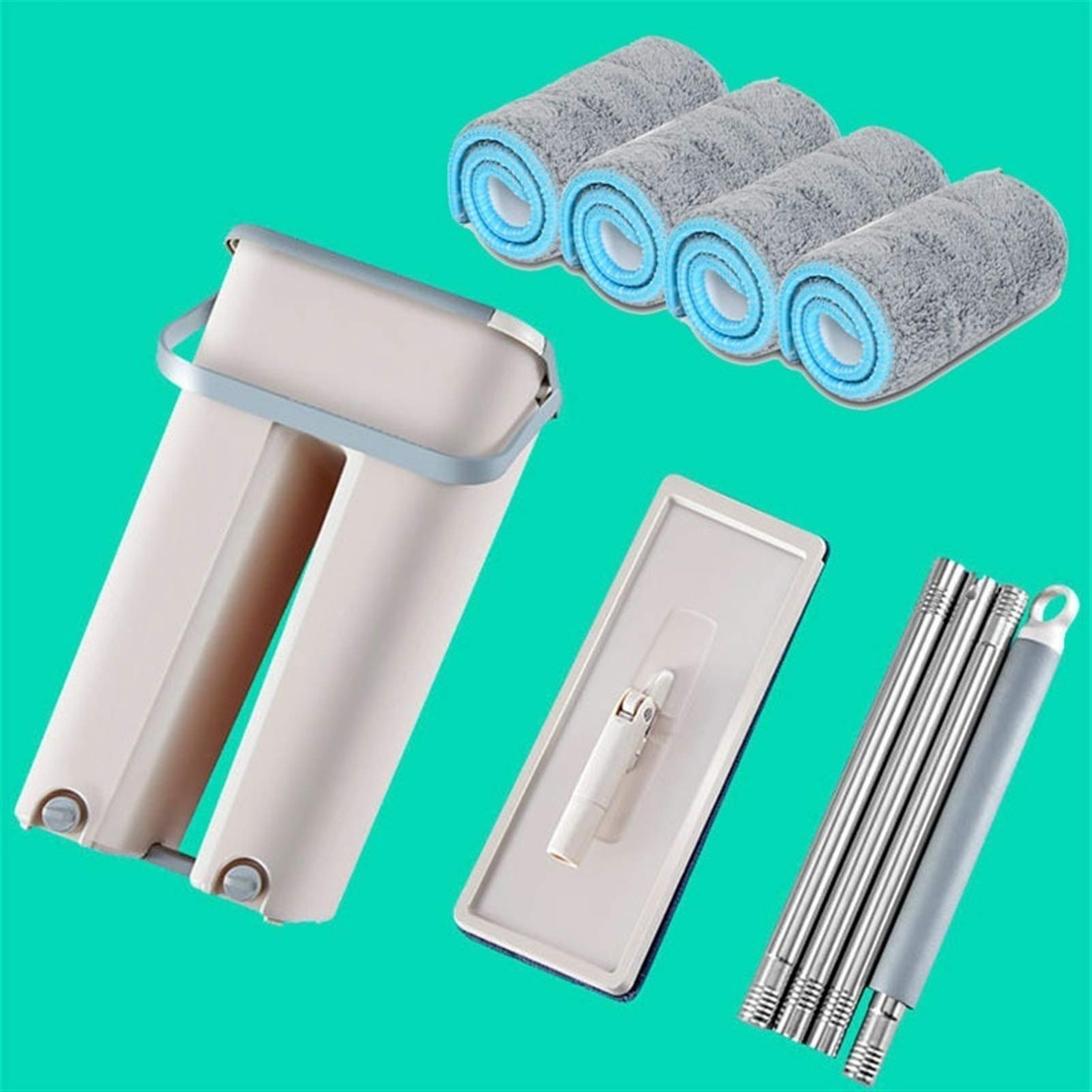 Panno mop con Secchio Mop strizzatore a Mano Libera Sistema di Pulizia e Lavaggio a Secco Lavaggio a Secco Pavimento in Microfibra (Colore: Solo 10 Pezzi)