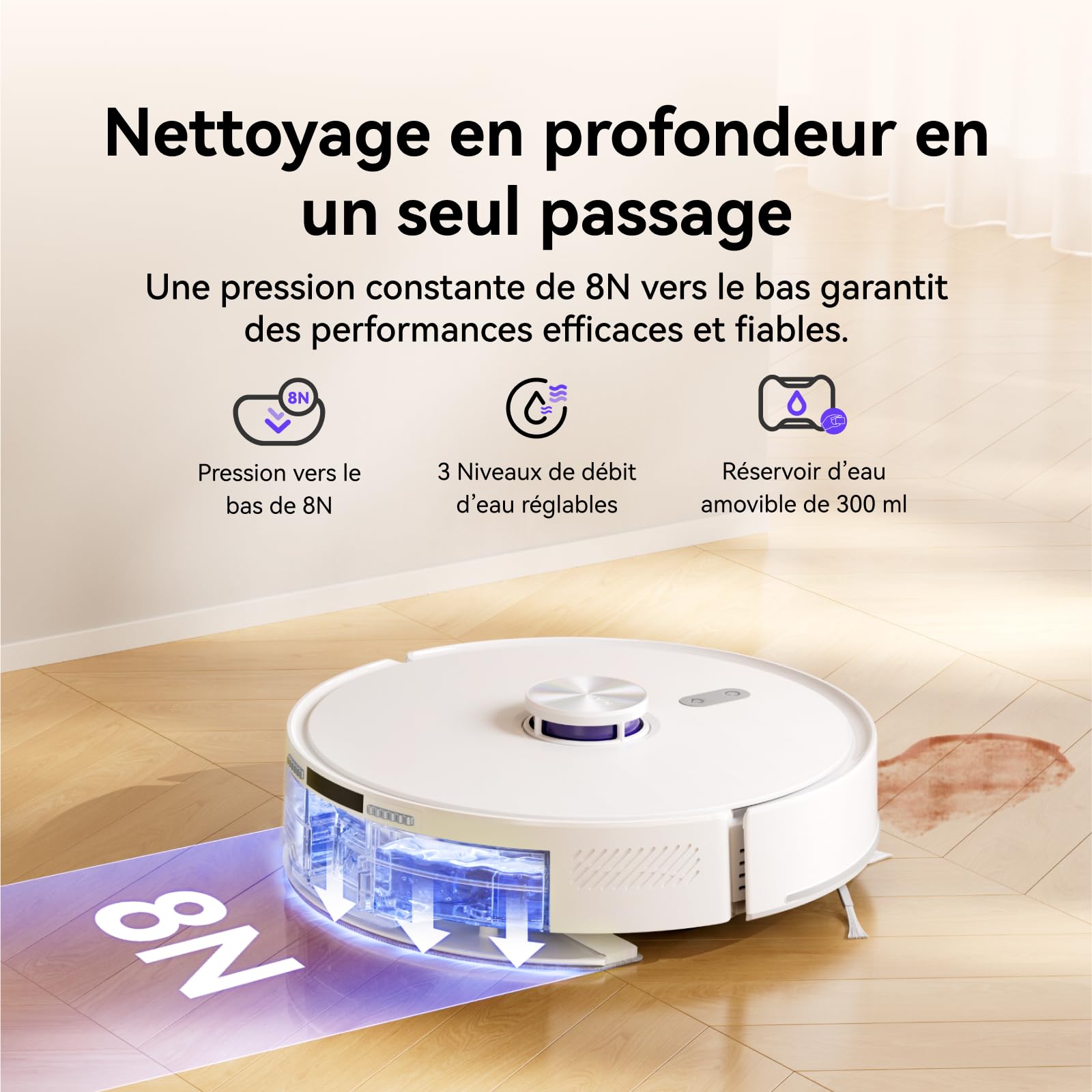 NARWAL Freo S Robot Aspirateur Laveur 8000 Pa, Pression de Nettoyage 8 N