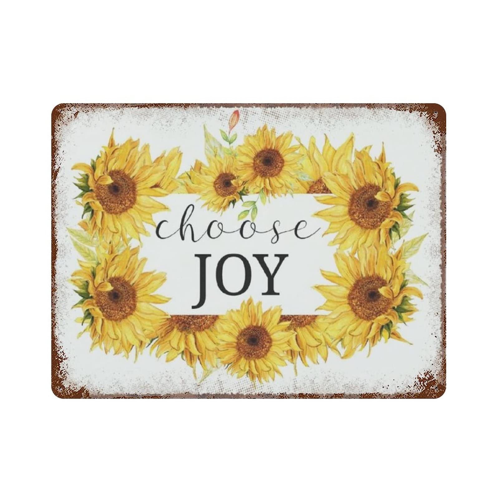 AOOEDM Choose Joy Vintage Metal Tin Sign for Home Coffee Shop Office Wall Art Metal Poster Garage Decor Man Cave Sign Inspirational Quote Wall Decor
