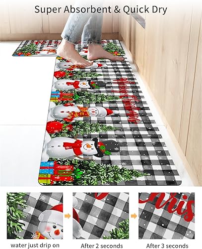 Miniatura 4 de Tapete de baño de Navidad con muñeco de nieve para bañera, antideslizante, de secado rápido y absorbente, con tierra de diatomeas, para fregadero de