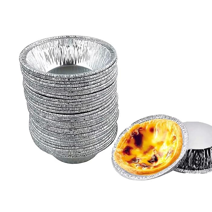 Buy Aluminum Foil Tart Pan, 50 Mini Egg Tart Pans Heatresistante