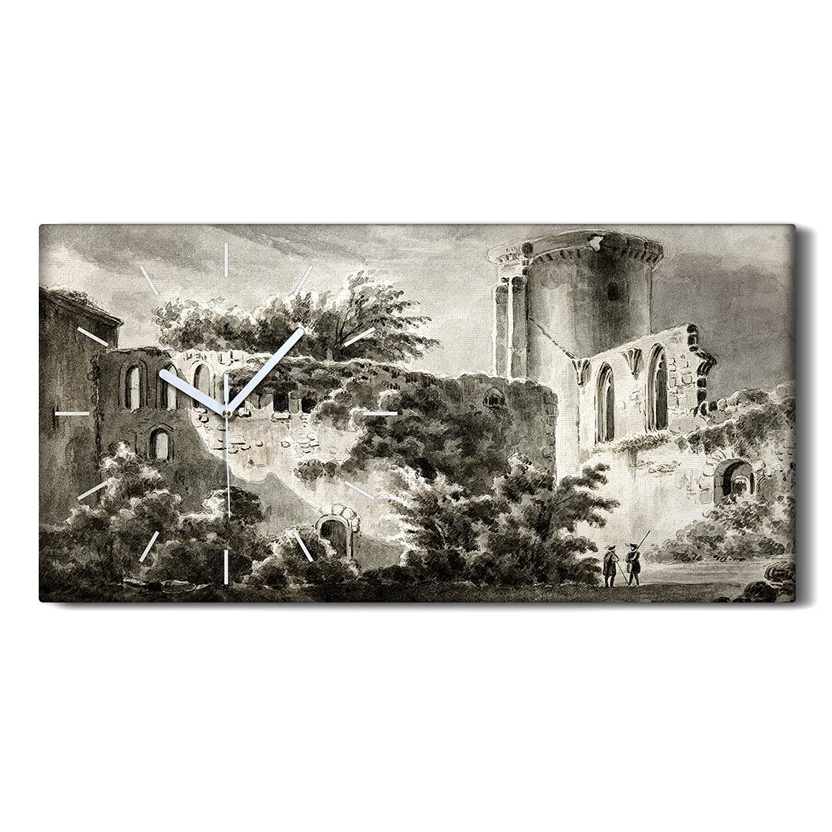 Horloge sur Toile Art Moderne 60x30cm Cadre Mural Premium Salon