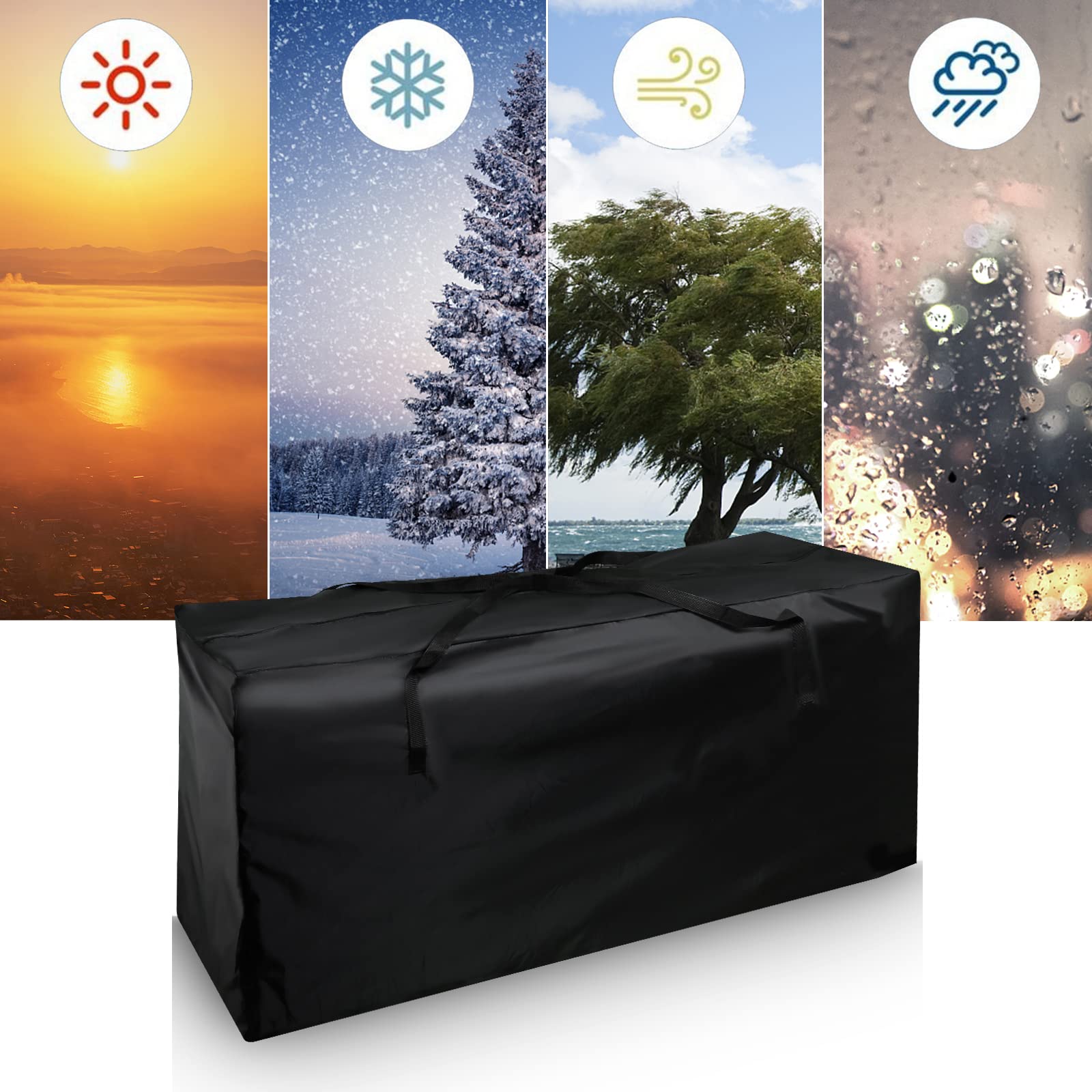 Borsa per Cuscini da Giardino Impermeabile Grande 122x40x55cm Nero