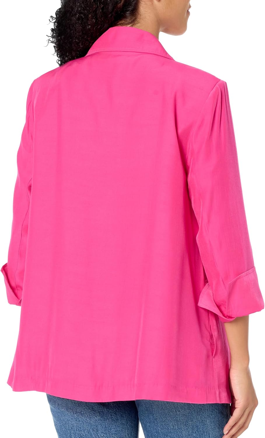 MULTIPLES Women's Turn-up Cuff Three Quarters Sleeve Open Front Lined Swing Jacket - Image 2