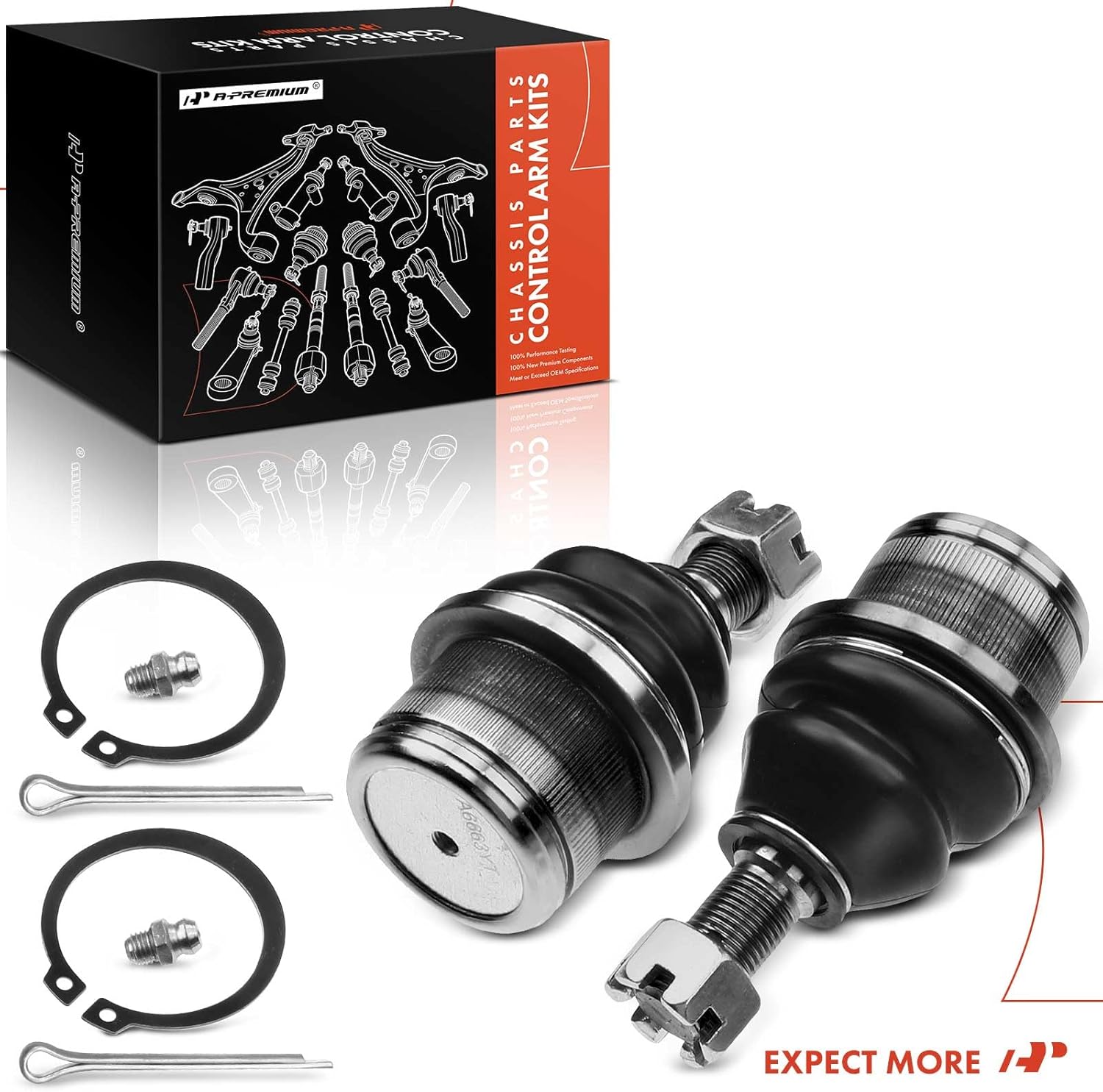 A-Premium 2 x Front Lower Ball Joint, Compatible with Chevrolet & GMC & Buick & Saab & Isuzu & Oldsmobile - 2002-2009 - Trailblazer (EXT), SSR, Envoy (XL & XUV), Rainier, 9-7x, Ascender, Bravada