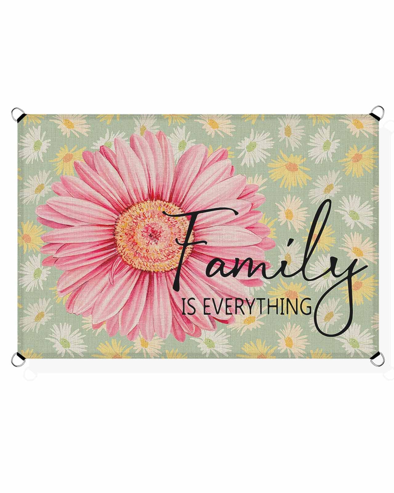 Boanket Sun Shade Sail 12' x 16', Spring Floral Sun Blocking Shades Privacy Outdoor Covering, Pink Daisy Summer Botanical Watercolor Teal Shade Cloth for Patio Deck Terrace Garden Lawns Beach Backyard