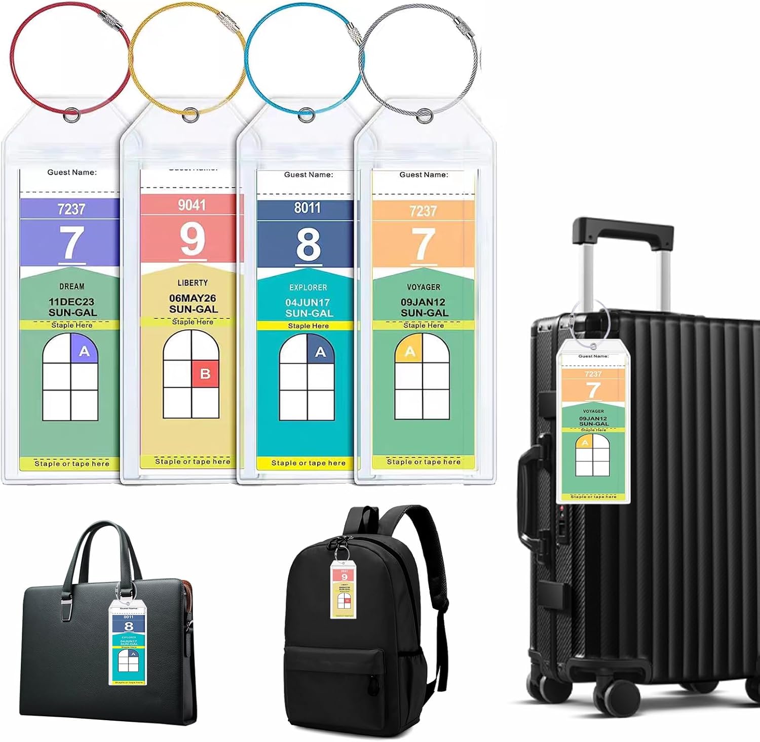 4 Pack Cruise Luggage Tag Holders,Waterproof Clear Plastic Durable & Sealed Travel,Luggage Tag Holders for Cruise Ships,Suitcases,Handbags, Backpacks & Pet Carriers,Travel Accessories (19×6.4 CM)