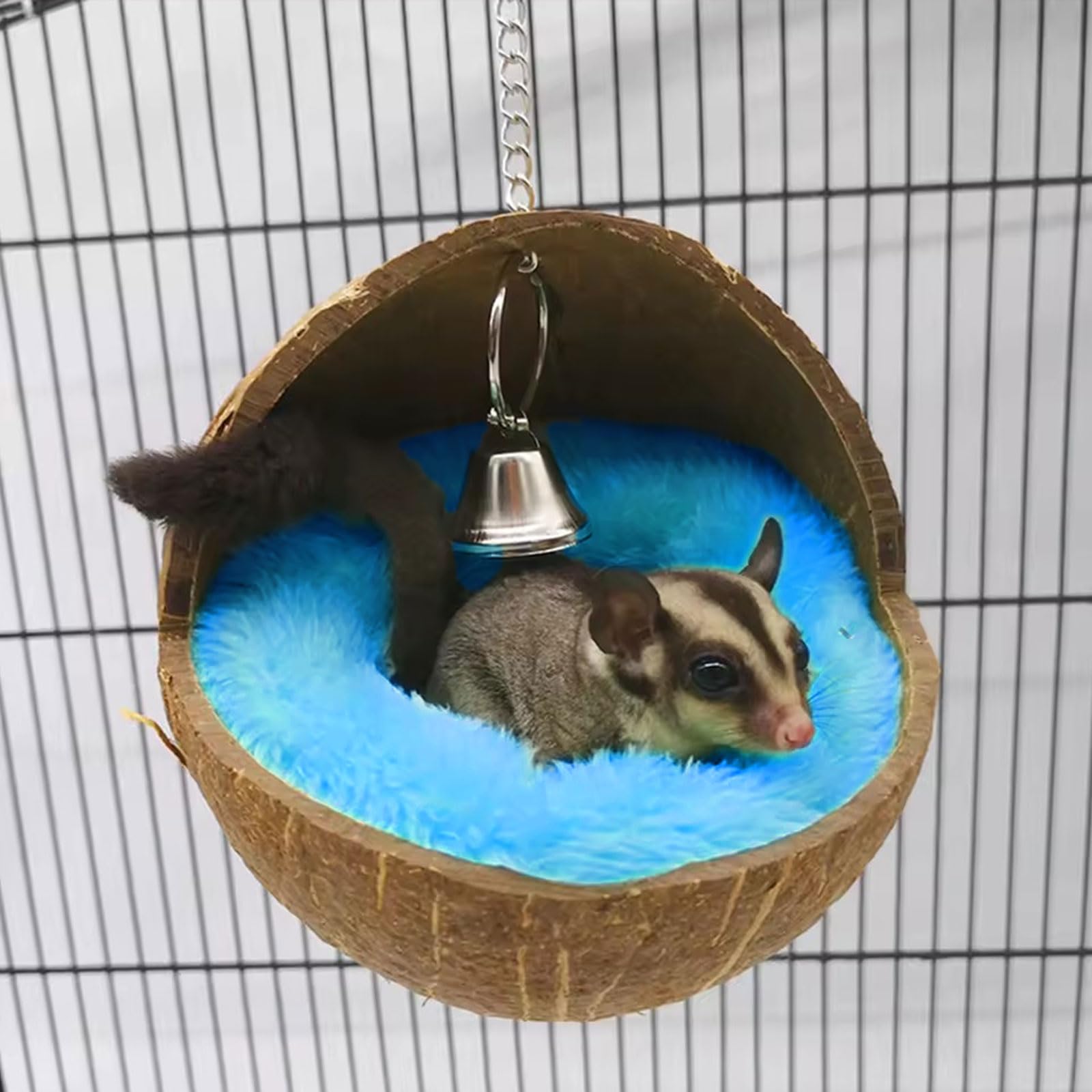 Nid d'oiseau en coquille de noix de coco naturelle, 1 pièce pour perroquet, cabane, nichoir à suspendre pour perruches, hamster, écureuil, rat, gerbille, souris