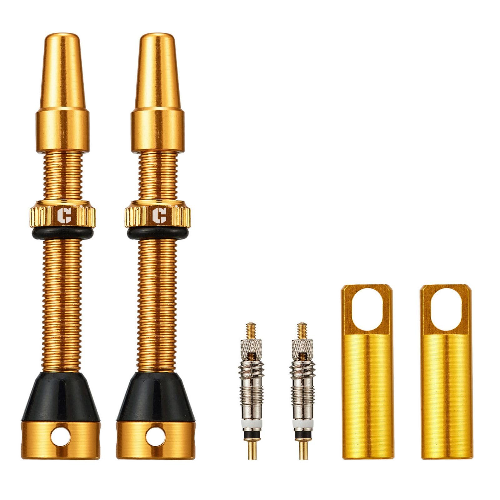 Corki Cycles Tubeless Presta Valve Stem 40 44 55 60 80 100mm with 2PCS Valve Core and 2PCS Remover Tool (Black Red Gold Rainbow)