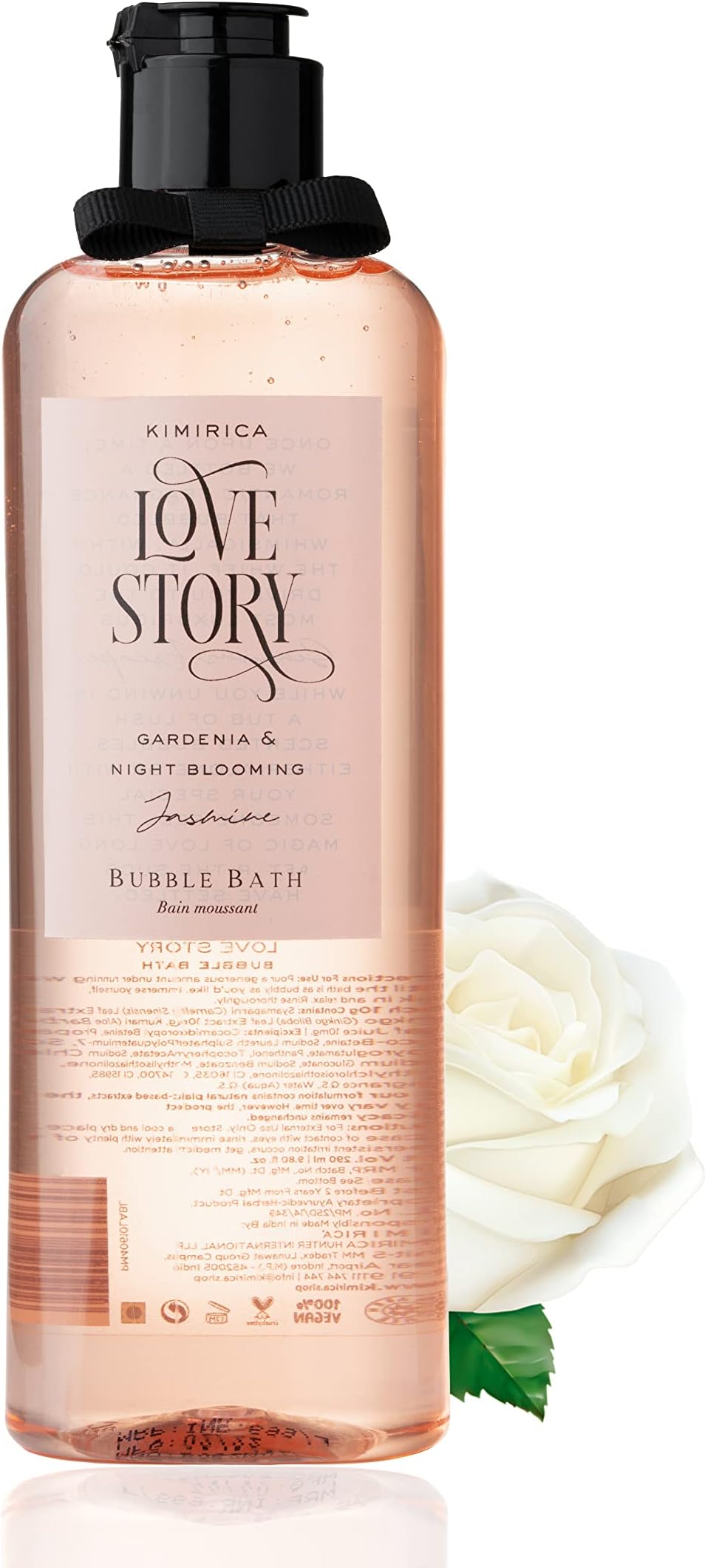 Love Story Bubble Bath Bottle, 100% Vegan and Paraben Free with Goodness of Ginkgo Biloba & White Tea Extracts, Pro-Vitamin B5, Aloe Vera & Vitamin E, 290 ml