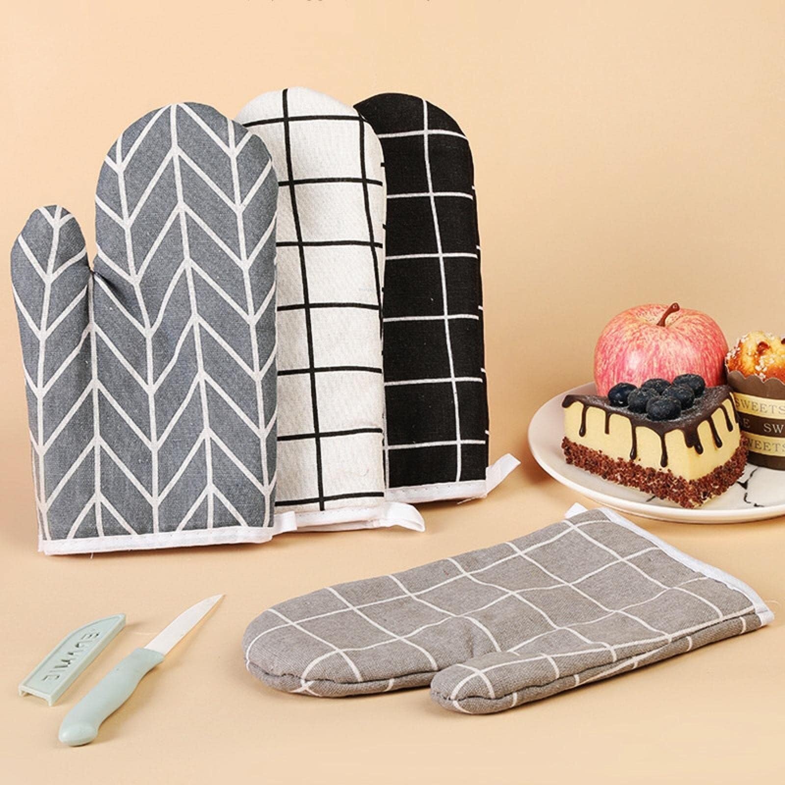 Rękawice do Pieczenia, Bawełniane I Lniane Rękawice Do Pieczenia W Kuchence Mikrofalowej, Ochronne Narzędzia Do Pieczenia Dłoni, Rękawice Kuchenne Idealne do Gotowania(B)